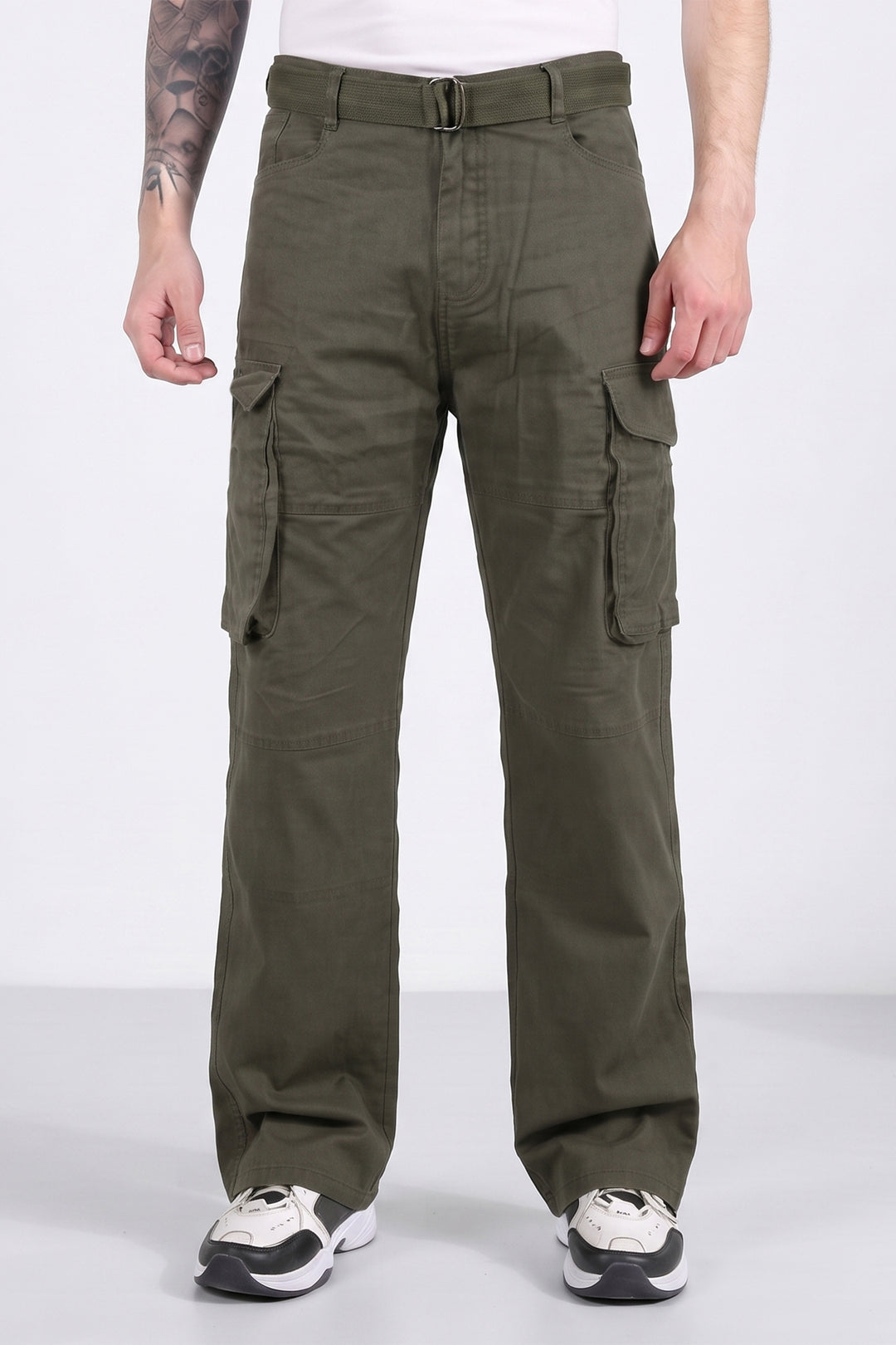 Olive Green Cotton 6 Pocket Cargo Pant