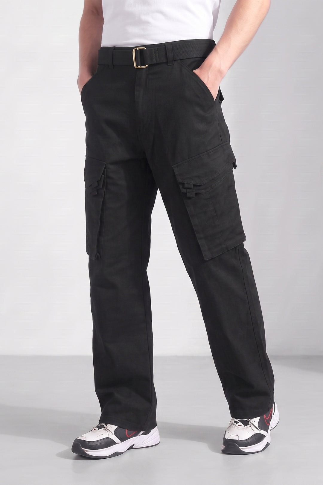 Black Cotton 6 Pocket Cargo Pant