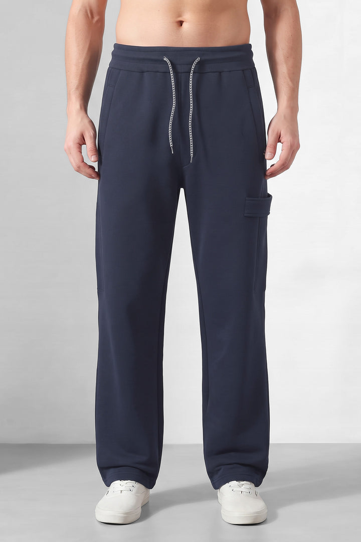 Navy Blue Men's Minimalist Street Style Track Pants