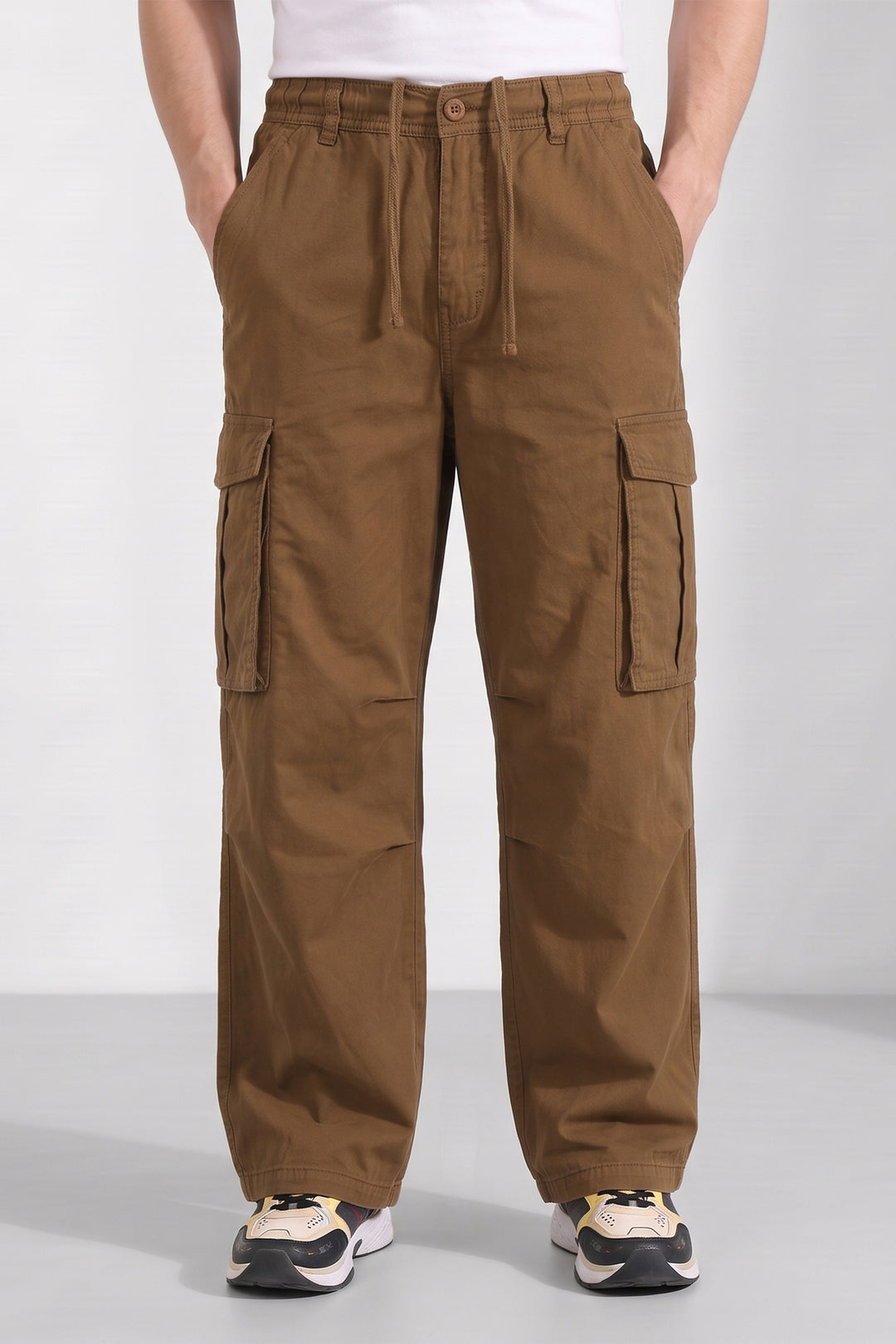 Dark Brown 6 Pocket Tactical Cargo Pants Comfortable Casual Trousers