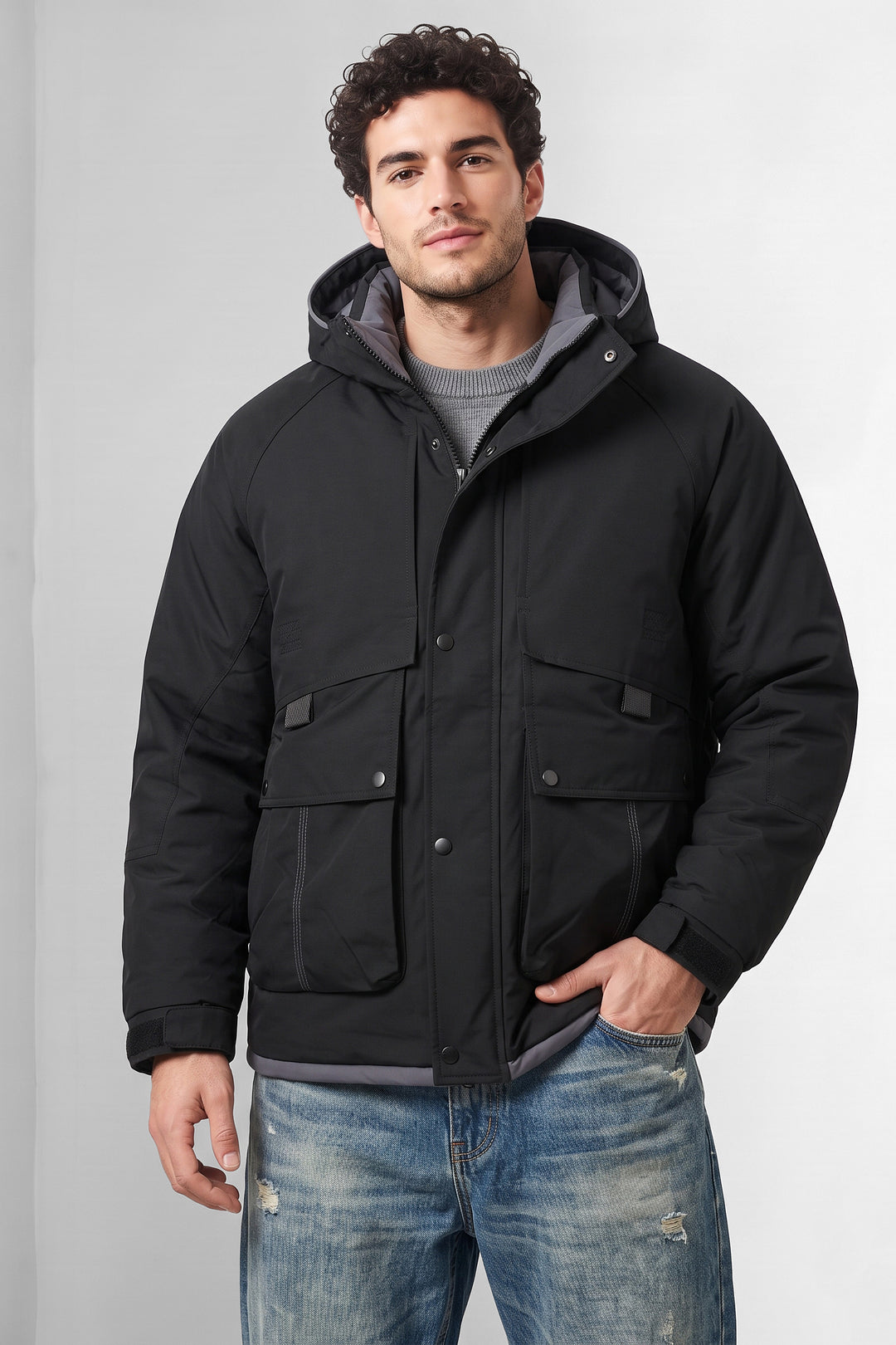 Black Hooded Heavy Winter Jacket