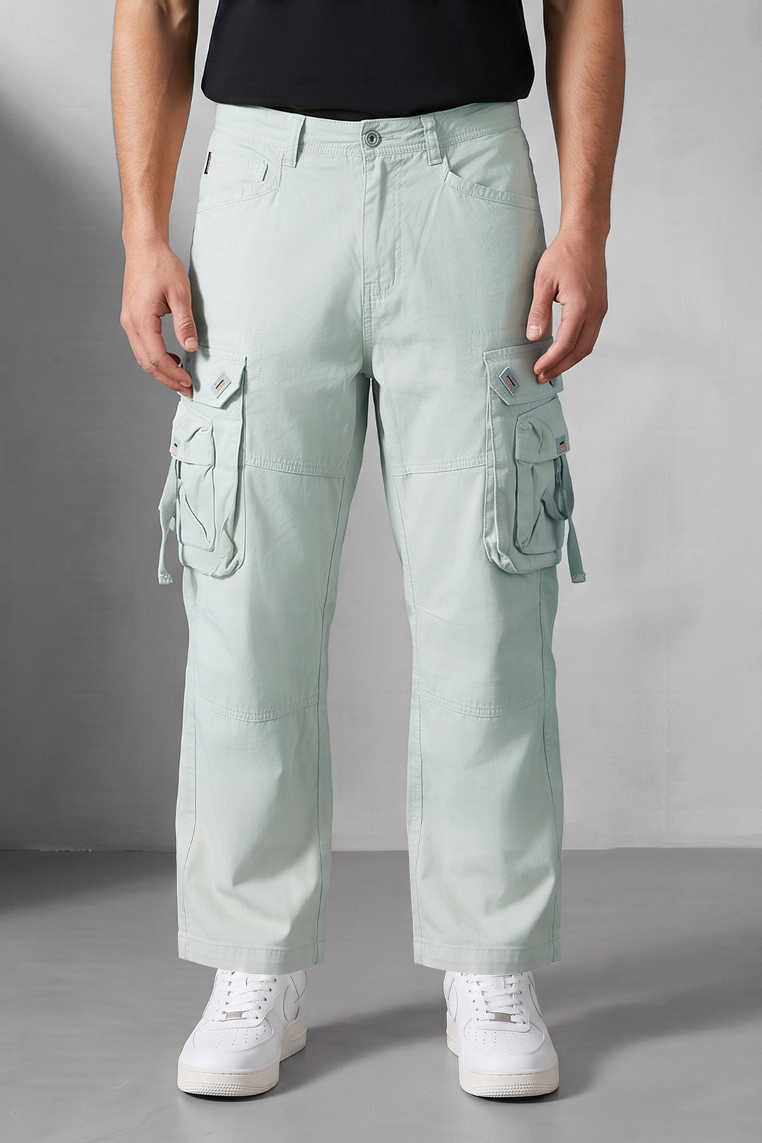 Cream 6 Pocket Tactical Cargo Pants Comfortable Casual Trousers