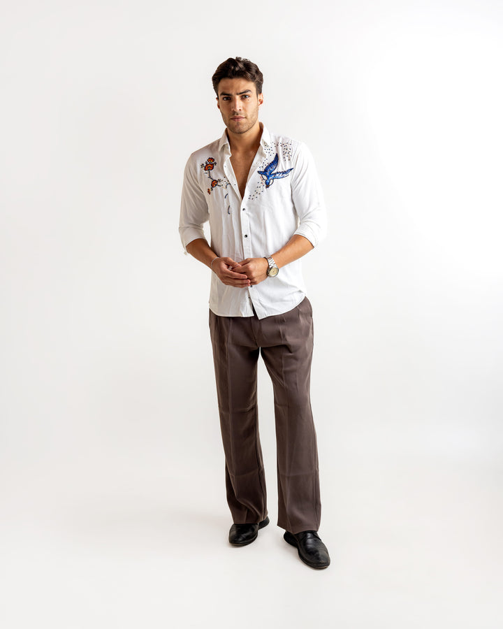 White Raven Embellished Shirt