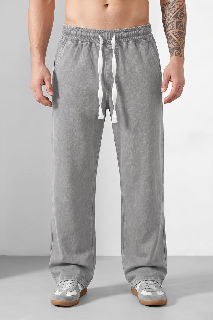 Grey Denim Shade Contemporary Acid Wash Sweatpant