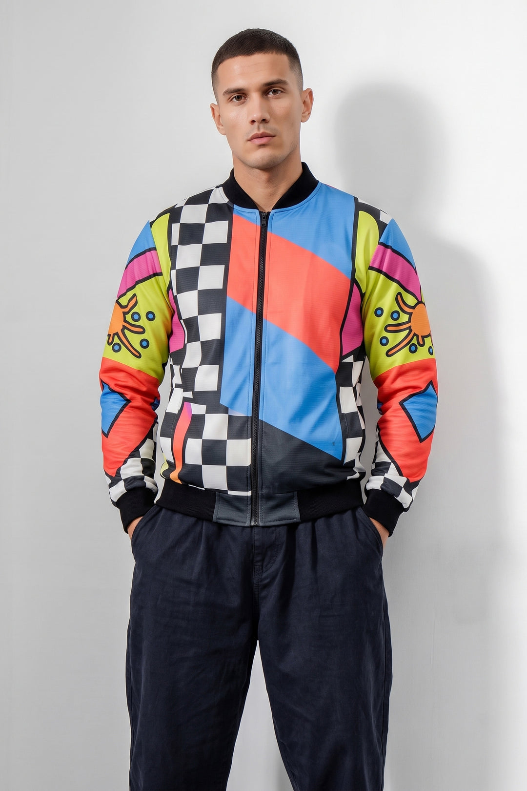 Multi Digital Printed Regular Fit Bomber Jacket