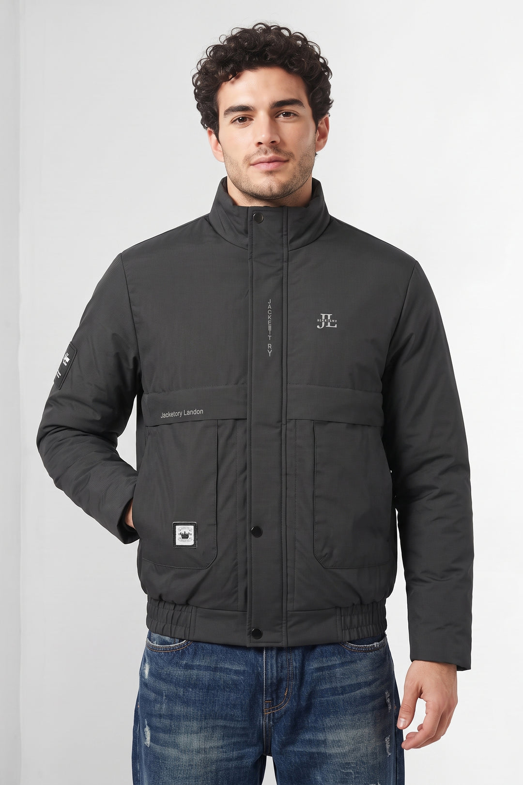 Black Hooded Padded Winter Jacket