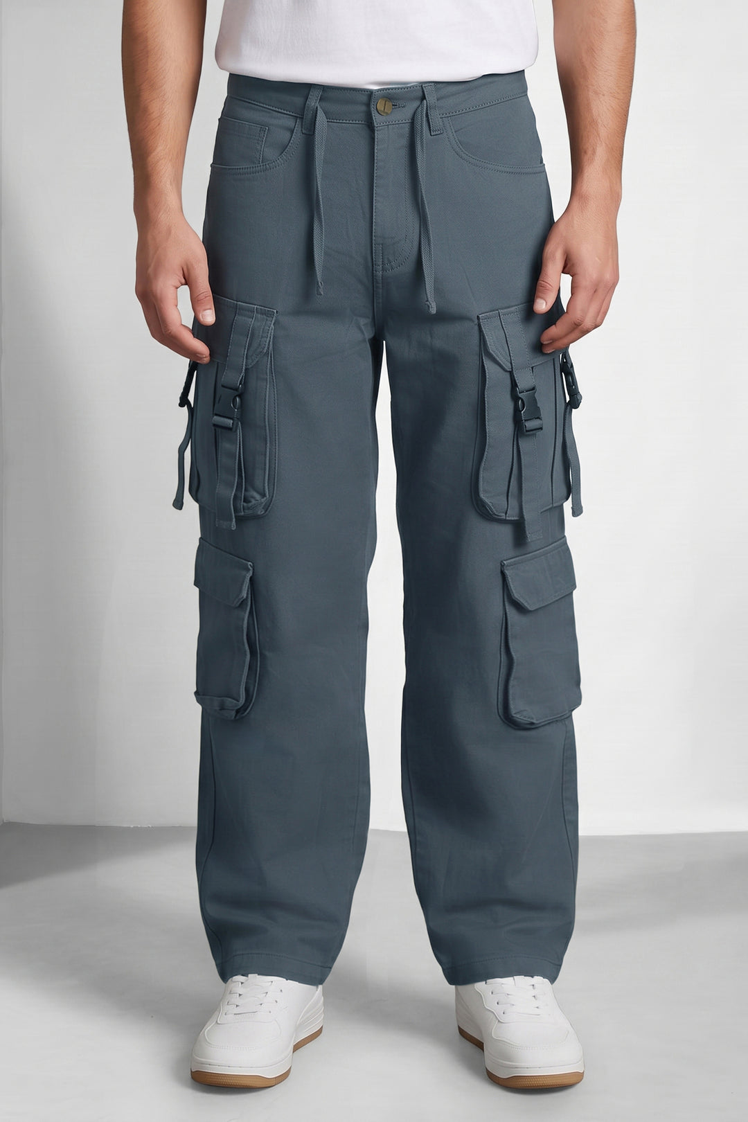 Dark Grey Multi Mens 8 Pocket Cargo Pants