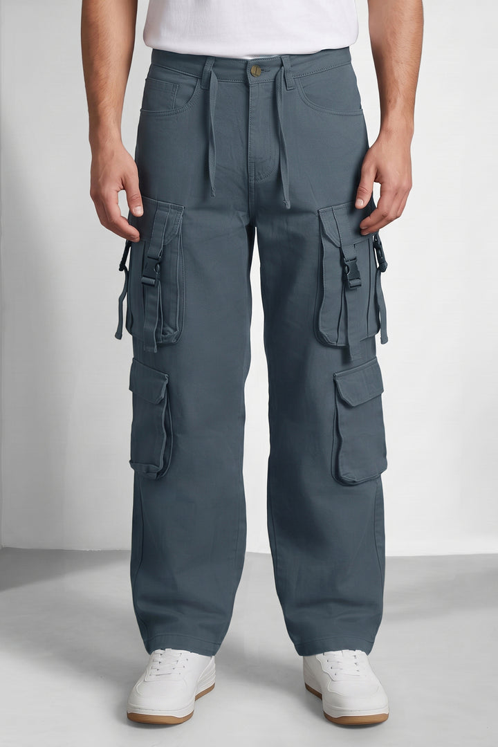 Dark Grey Multi Mens 8 Pocket Cargo Pants