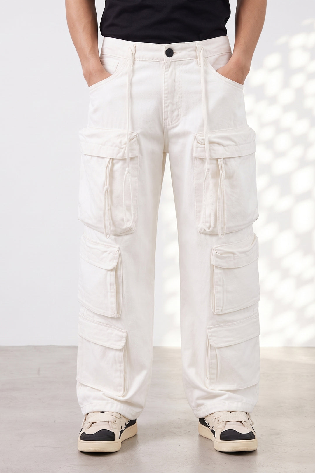 White 10 Pocket Cotton Cargo Pant