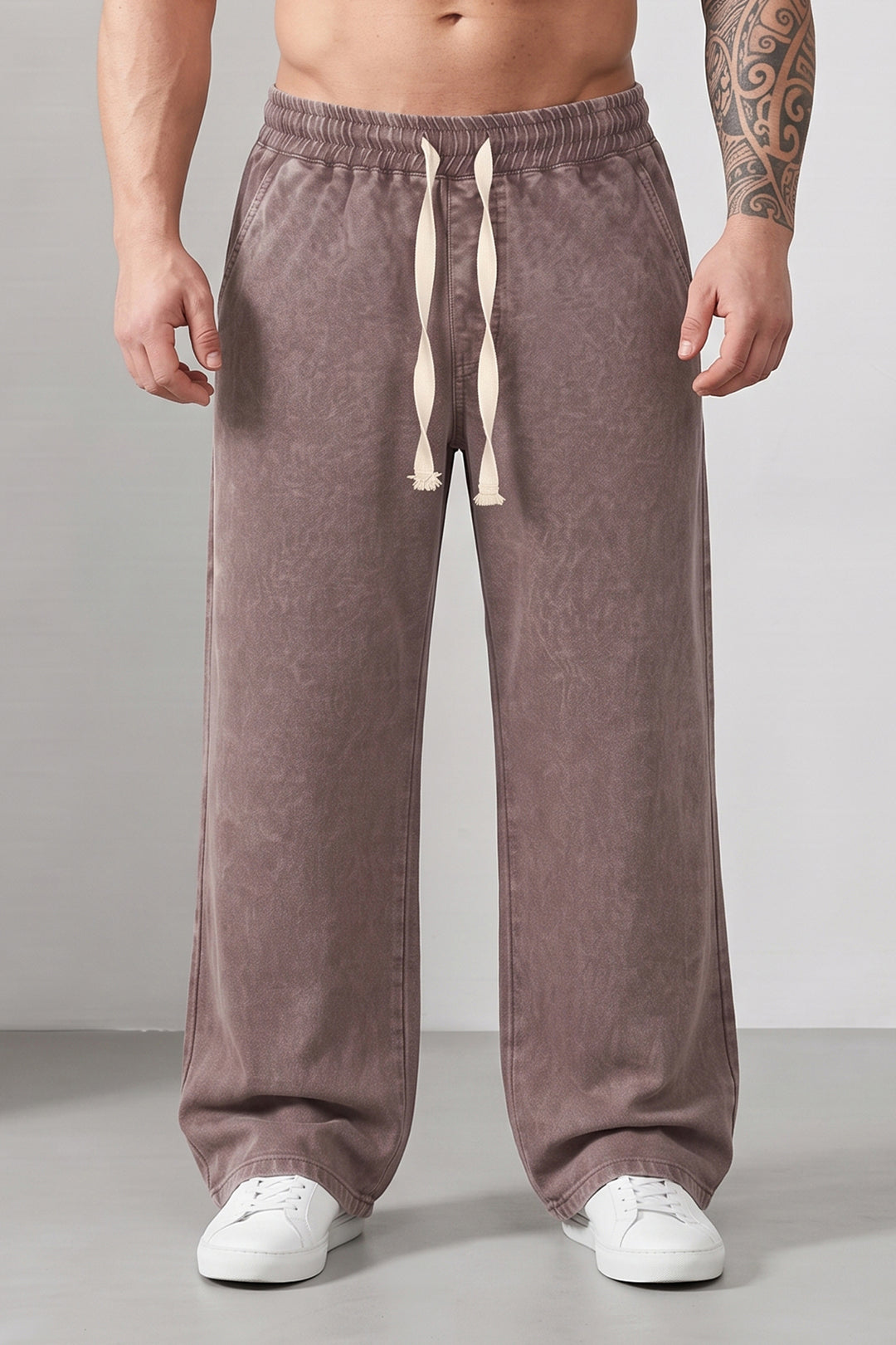 Brown Contemporary Acid Wash Sweatpant