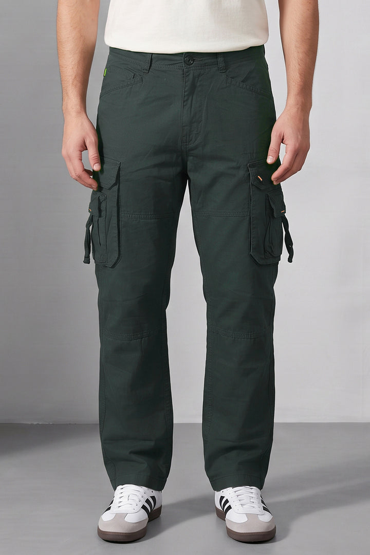 Olive Green 6 Pocket Tactical Cargo Pants Comfortable Casual Trousers
