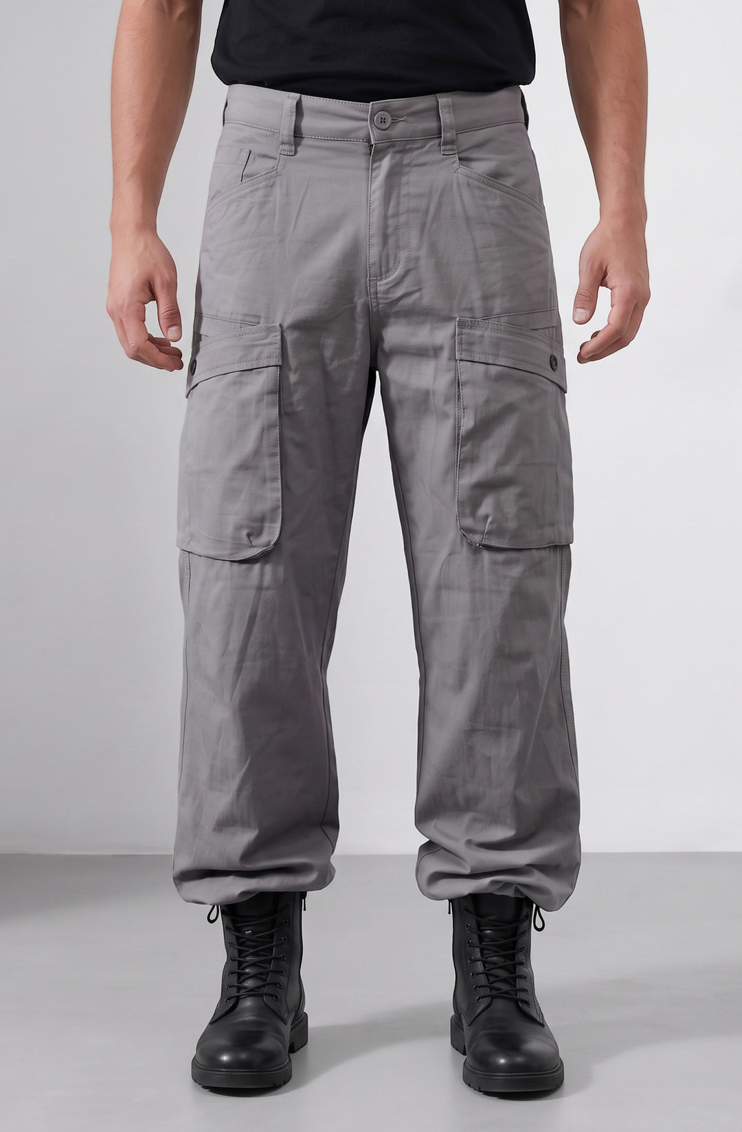 Grey 6 Pocket Cotton Cargo Pant