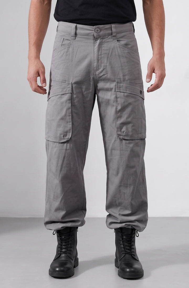Grey 6 Pocket Cotton Cargo Pant