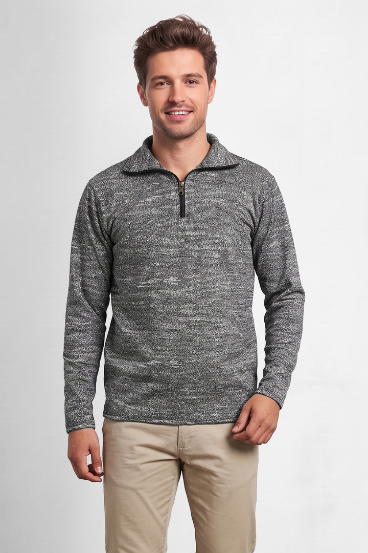 Grey Black Self Design Cotton T-Shirt