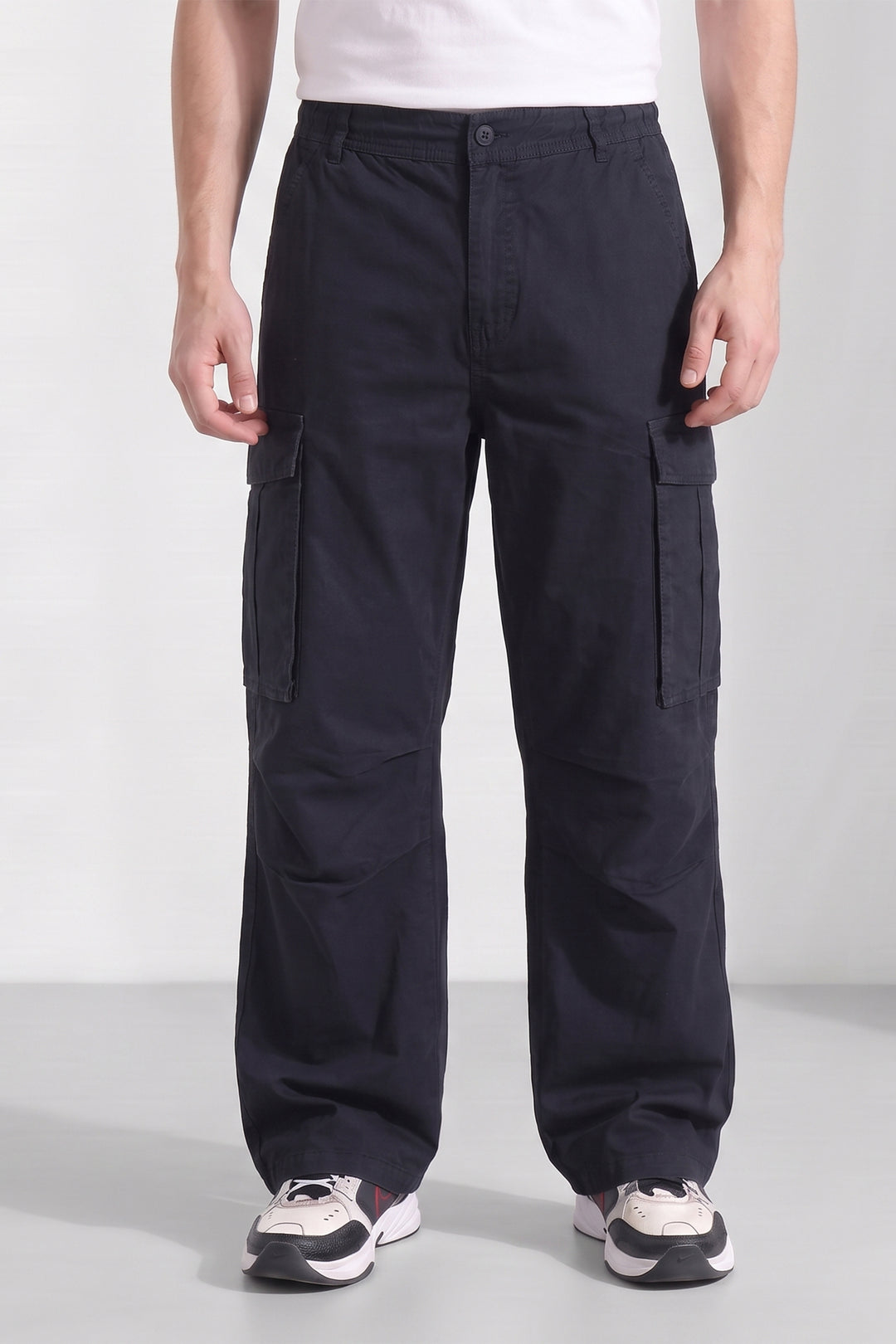 Black 6 Pocket Tactical Cargo Pants Comfortable Casual Trousers