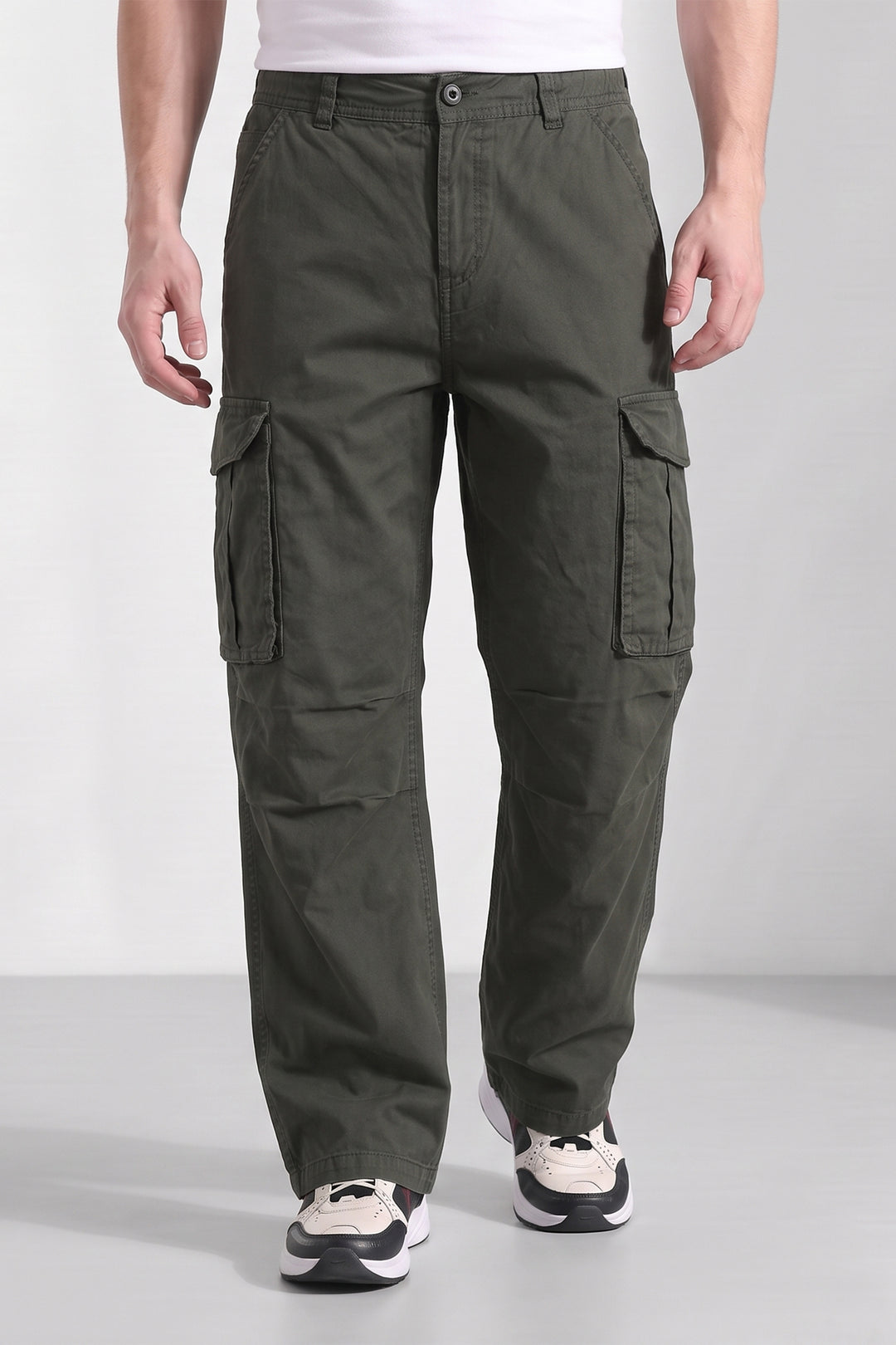 Green 6 Pocket Tactical Cargo Pants Comfortable Casual Trousers