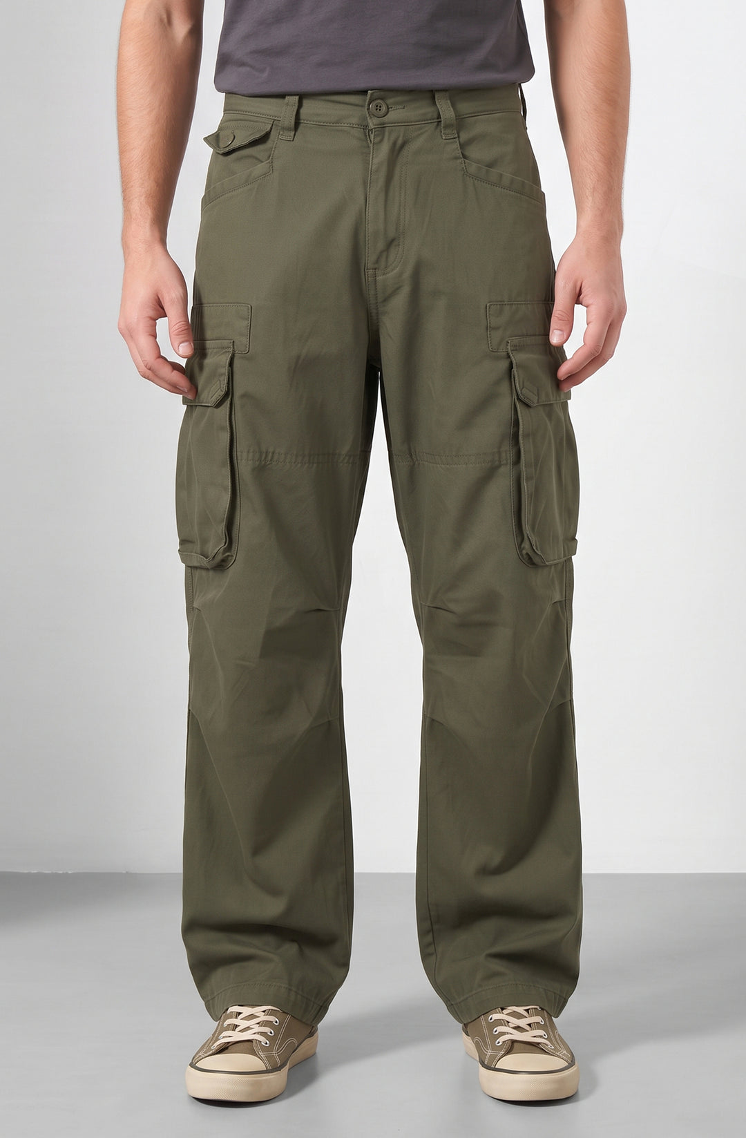 Olive 6 Pocket Cotton Cargo Pant