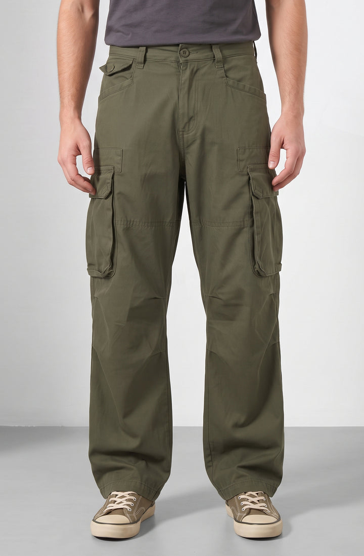 Olive 6 Pocket Cotton Cargo Pant