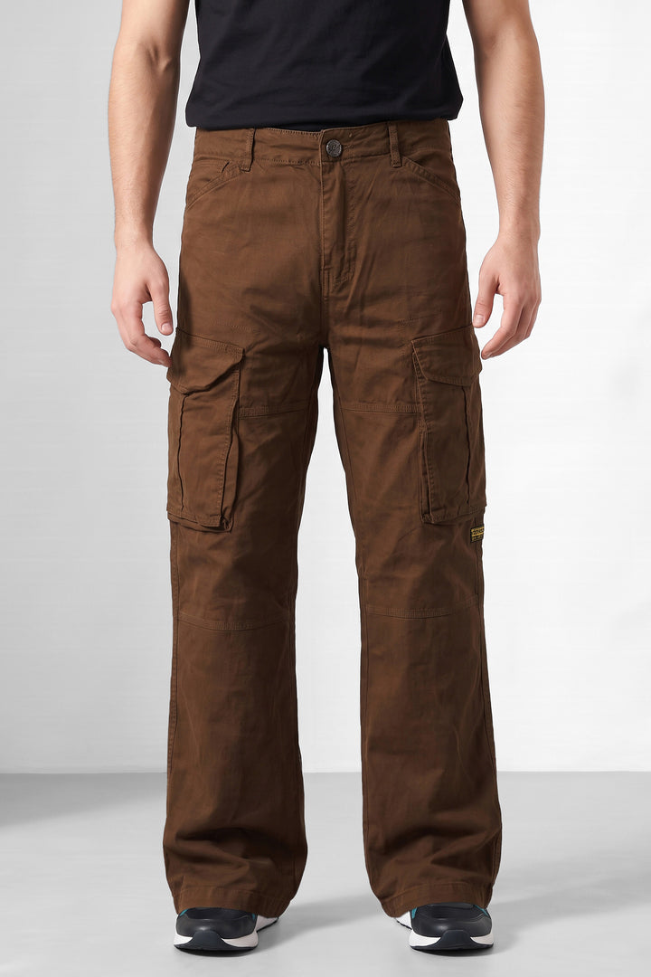 Dark Brown Premium Utility Cargo Trousers with 6-Pocket Design