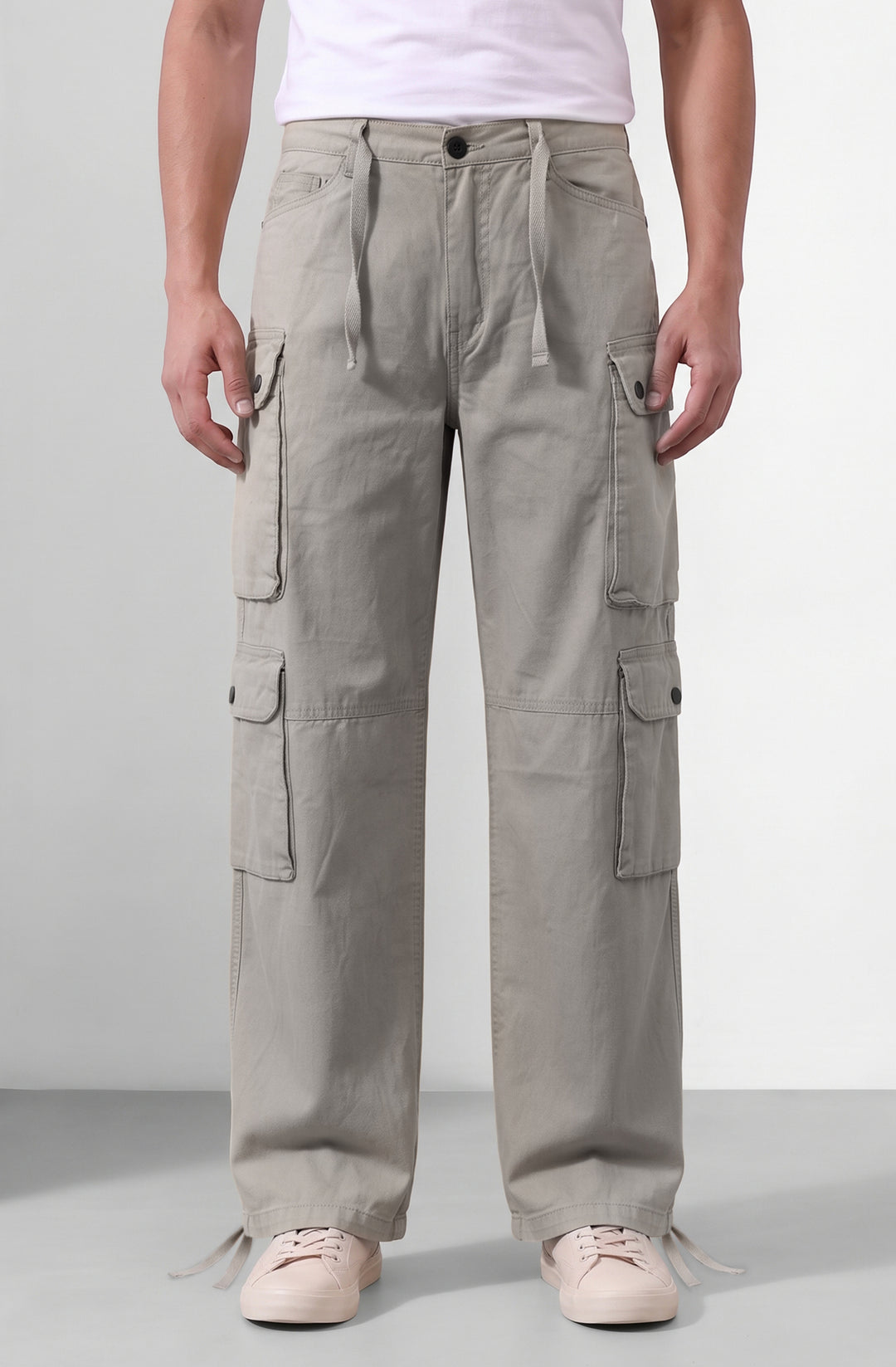 Light Grey 8 Pocket Cotton Cargo Pant