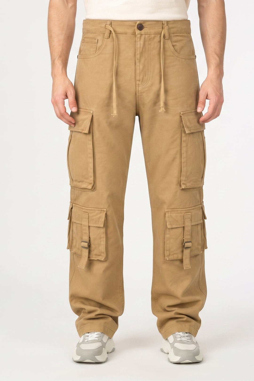 Gritstones Men's Yellow Utility 10 Pocket Cargo Pants