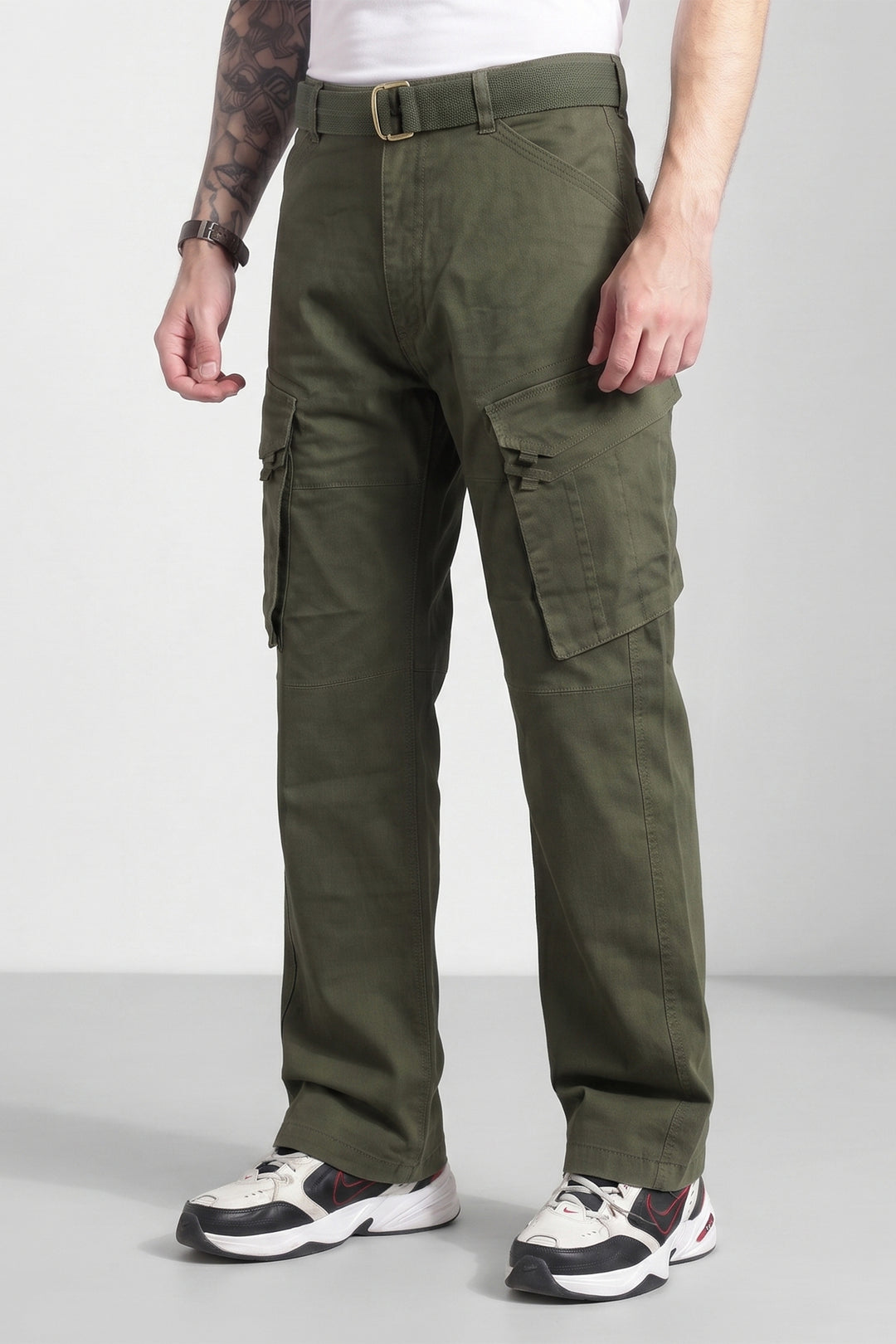Dark Green Cotton 6 Pocket Cargo Pant