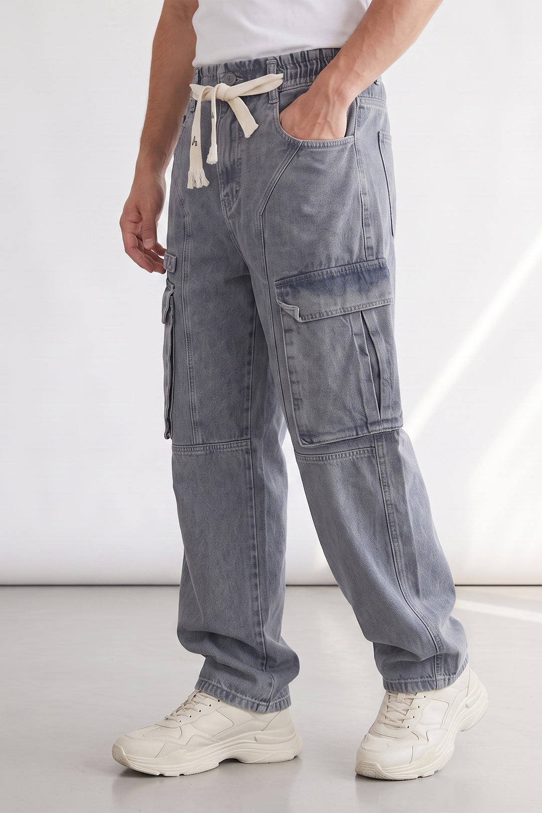Blue Utility 6 Pocket Cargo Pants