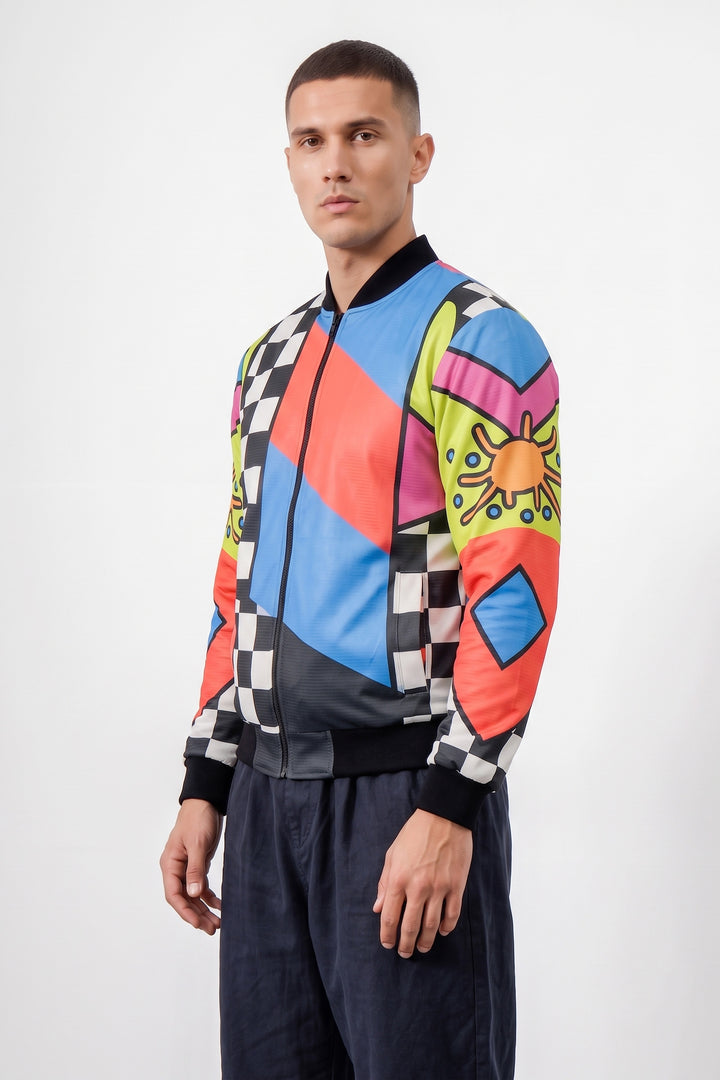 Multi Digital Printed Regular Fit Bomber Jacket