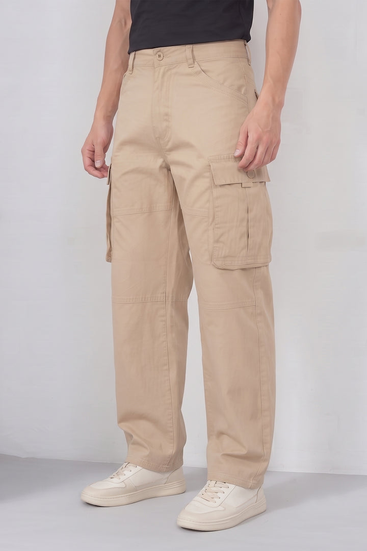 Cream Mens 6 Pocket Cargo Pants