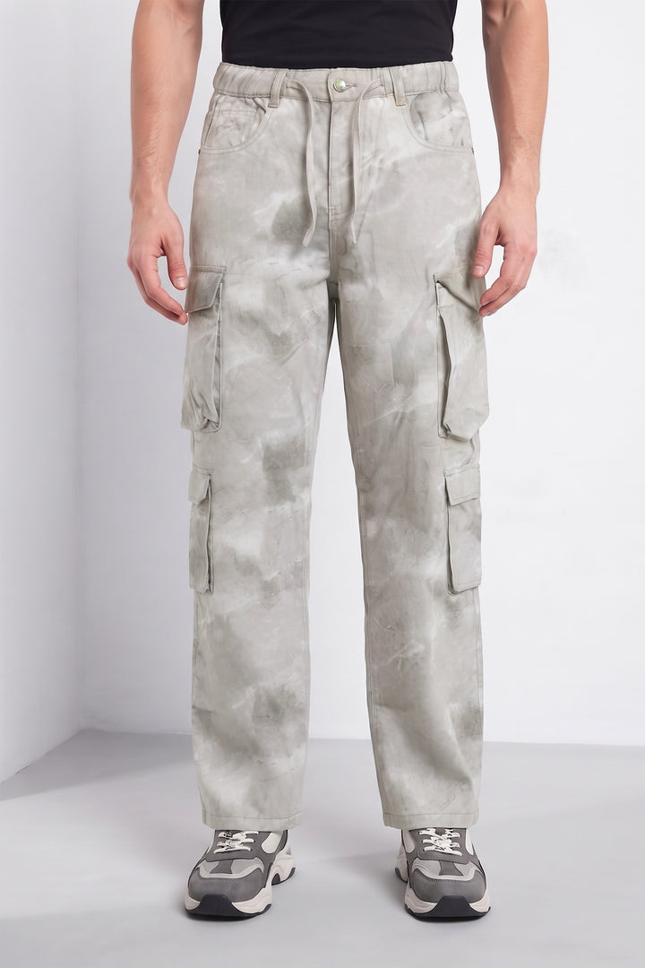 Light Grey Men’s 8 Pocket Cargo Pants | Multi-Pocket Utility Trousers | Regular Fit Casual Cargo Pants