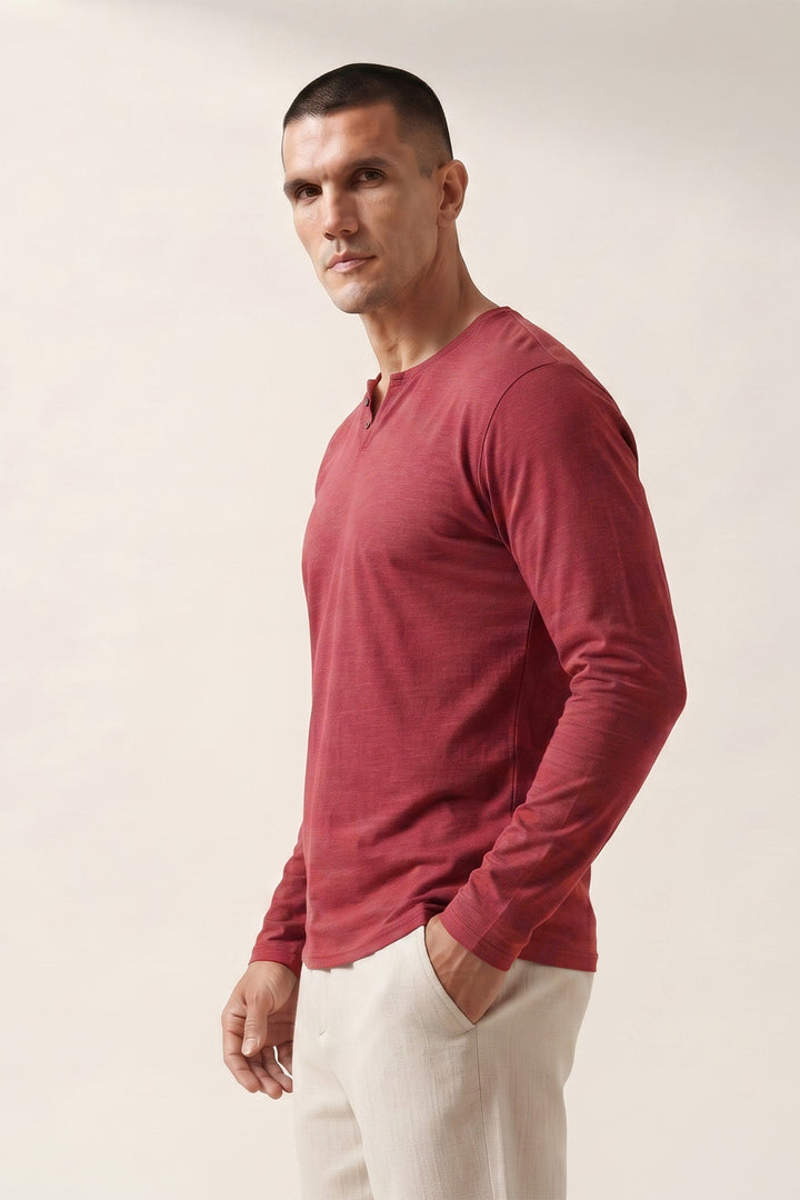 Full Sleeve Solid Henley T-Shirt