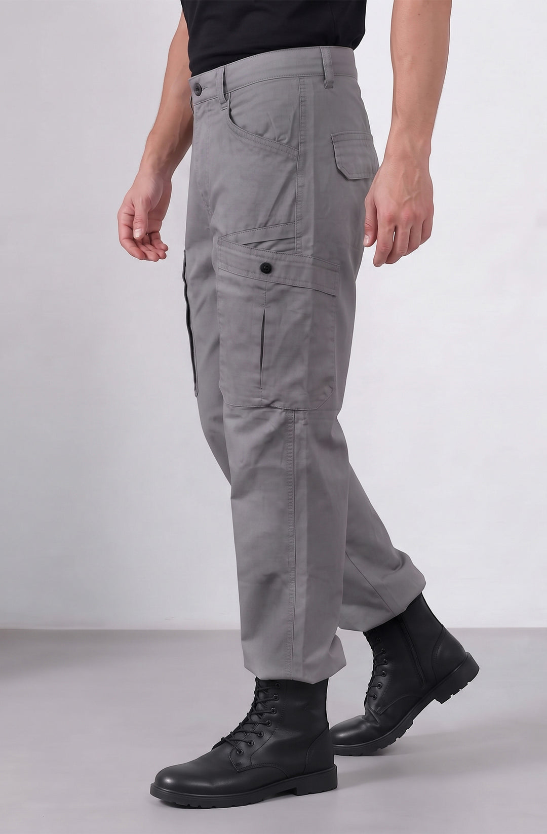 Grey 6 Pocket Cotton Cargo Pant