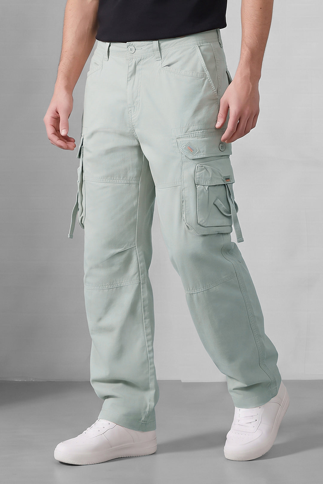 Cream 6 Pocket Tactical Cargo Pants Comfortable Casual Trousers