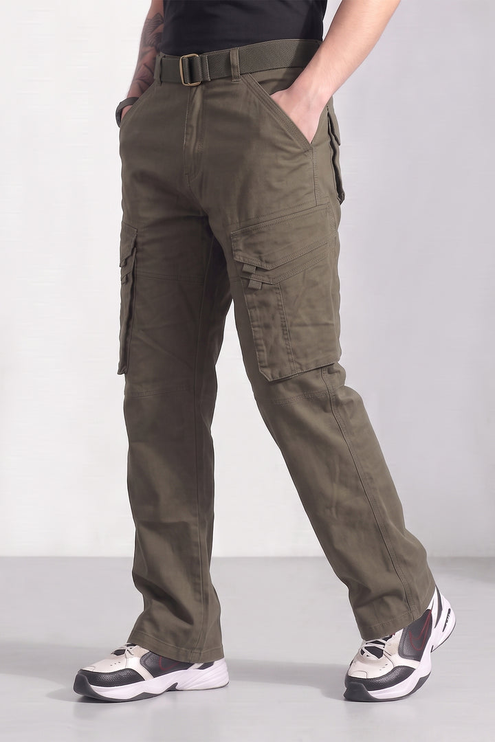 Dark Brown Cotton 6 Pocket Cargo Pant