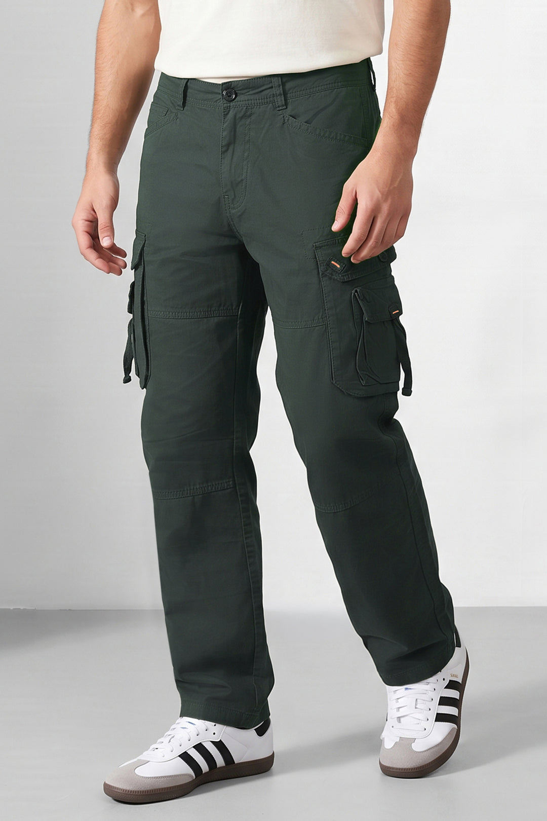 Olive Green 6 Pocket Tactical Cargo Pants Comfortable Casual Trousers