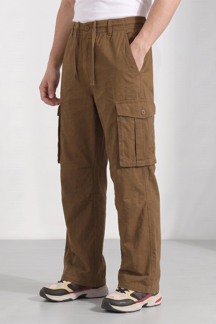 Dark Brown 6 Pocket Tactical Cargo Pants Comfortable Casual Trousers