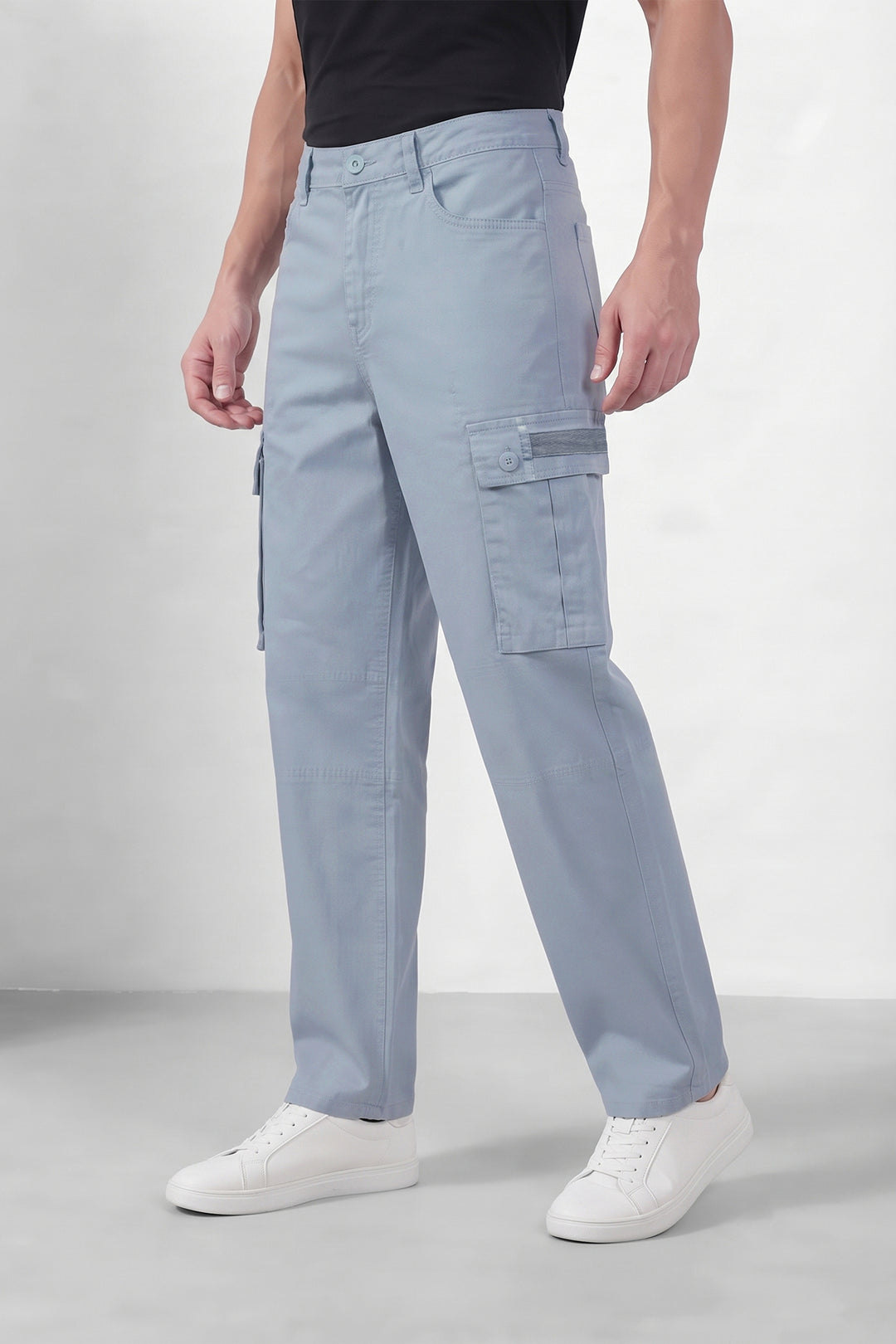 Light Grey Mens 6 Pocket Cargo Pants