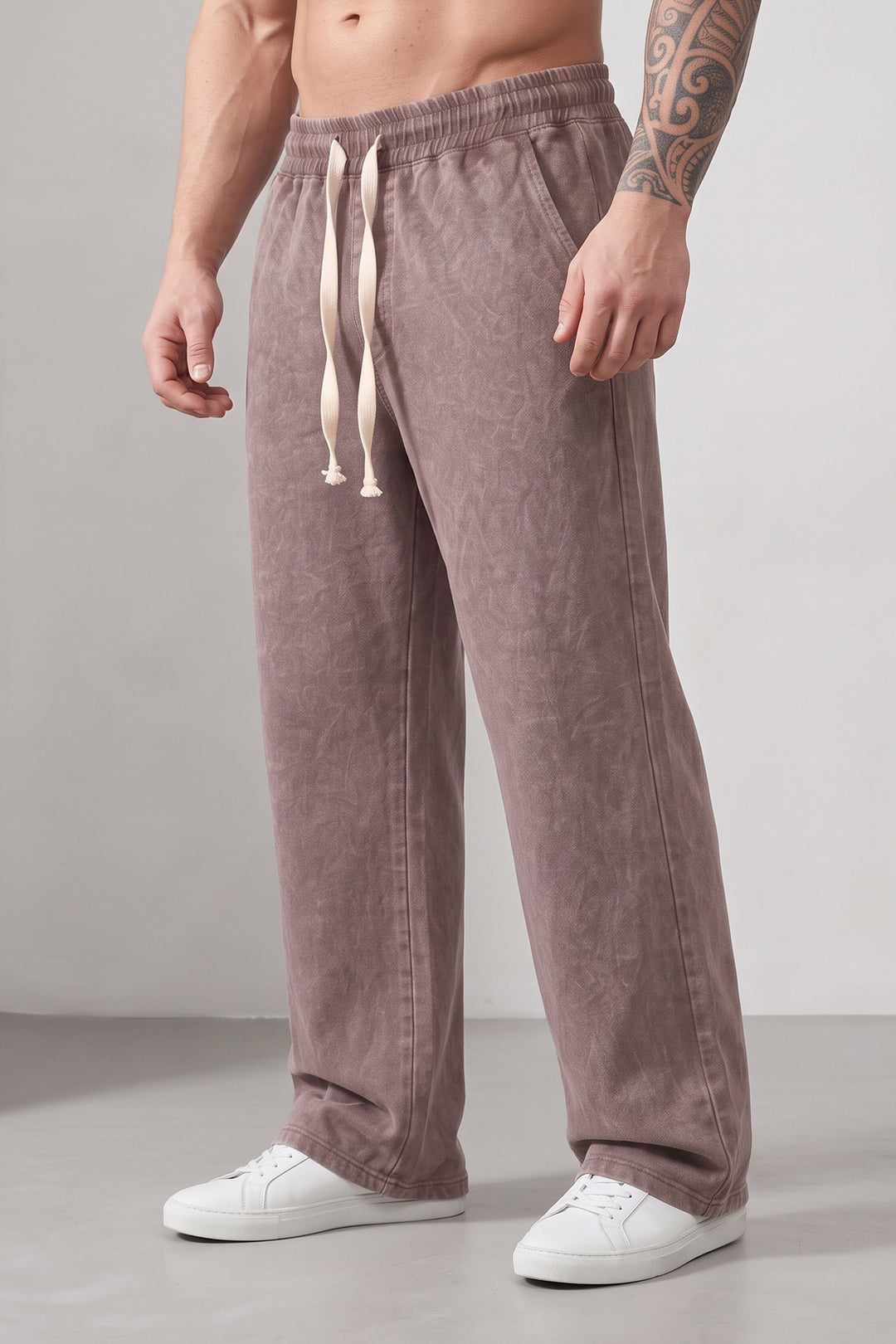 Brown Contemporary Acid Wash Sweatpant