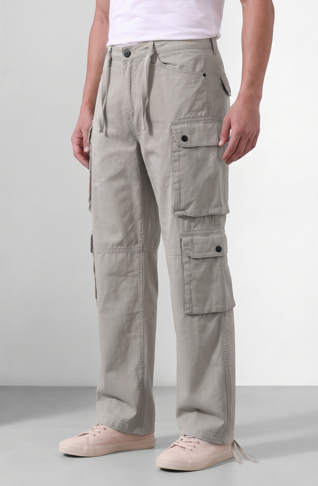 Light Grey 8 Pocket Cotton Cargo Pant