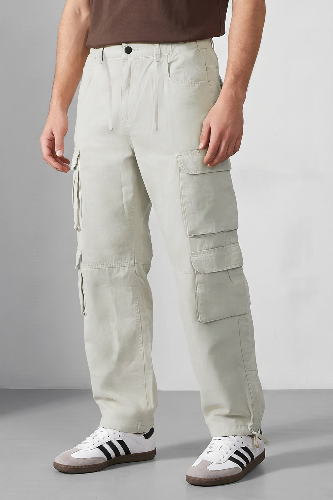 Light Grey Multi Mens 8 Pocket Cargo Pants