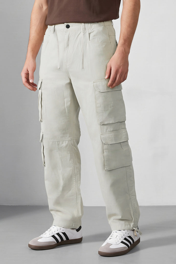 Light Grey Multi Mens 8 Pocket Cargo Pants