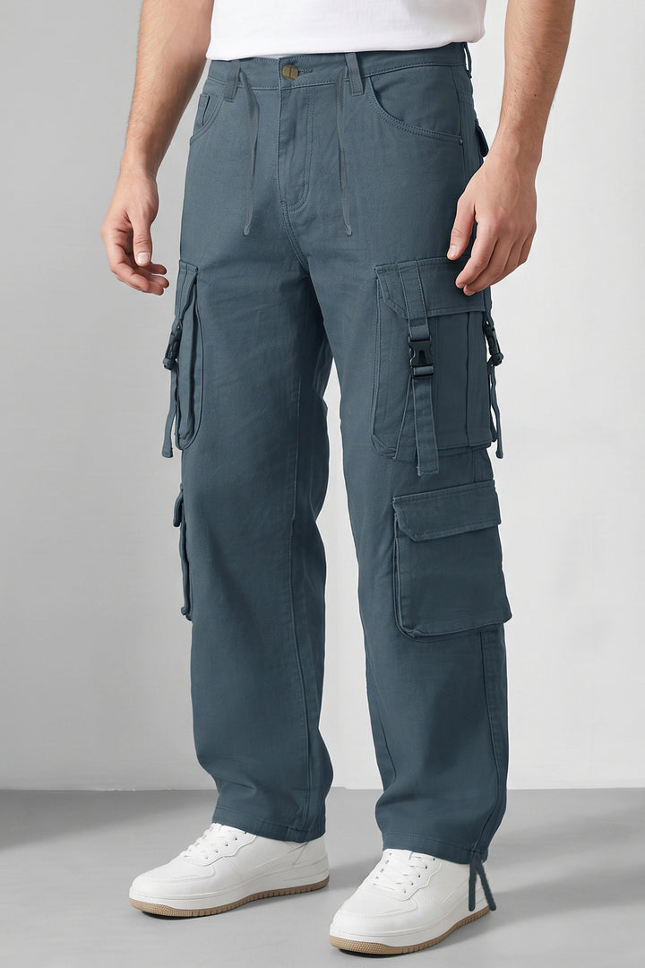 Dark Grey Multi Mens 8 Pocket Cargo Pants