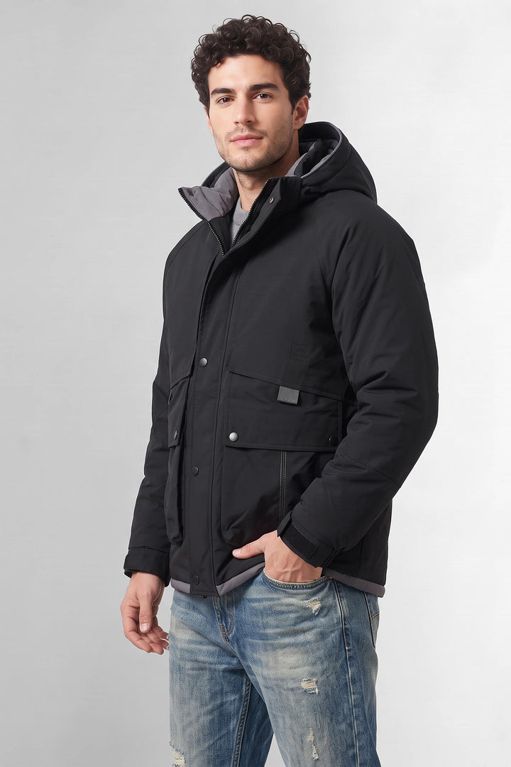 Black Hooded Heavy Winter Jacket