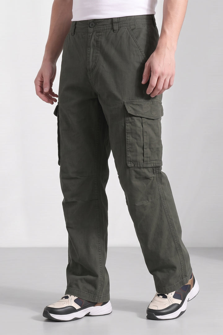 Green 6 Pocket Tactical Cargo Pants Comfortable Casual Trousers