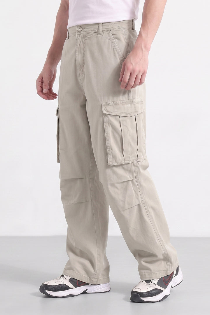 Dark Cream 6 Pocket Tactical Cargo Pants Comfortable Casual Trousers