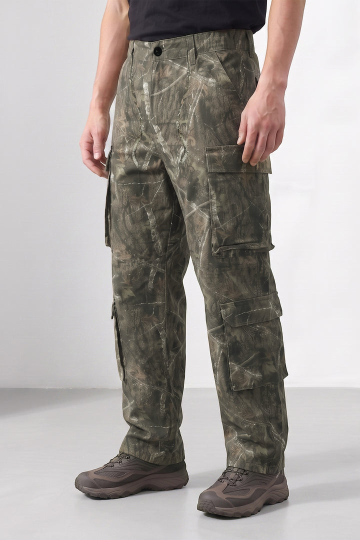 Multi 8 Pocket Military Style Camouflage Cargo Pants for Men