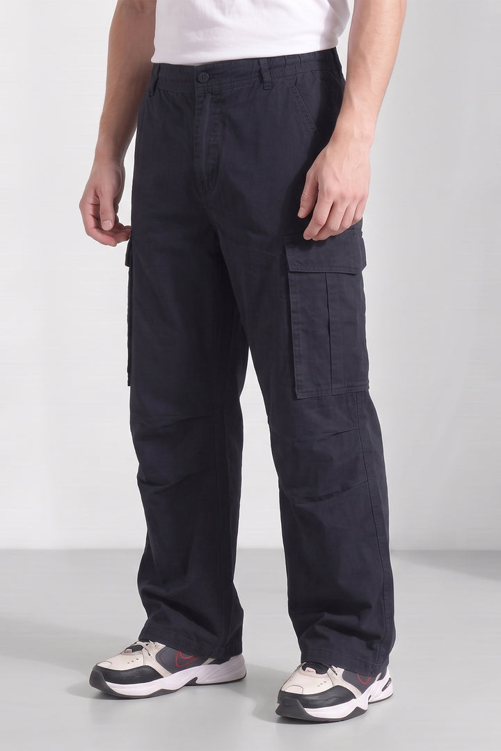 Black 6 Pocket Tactical Cargo Pants Comfortable Casual Trousers