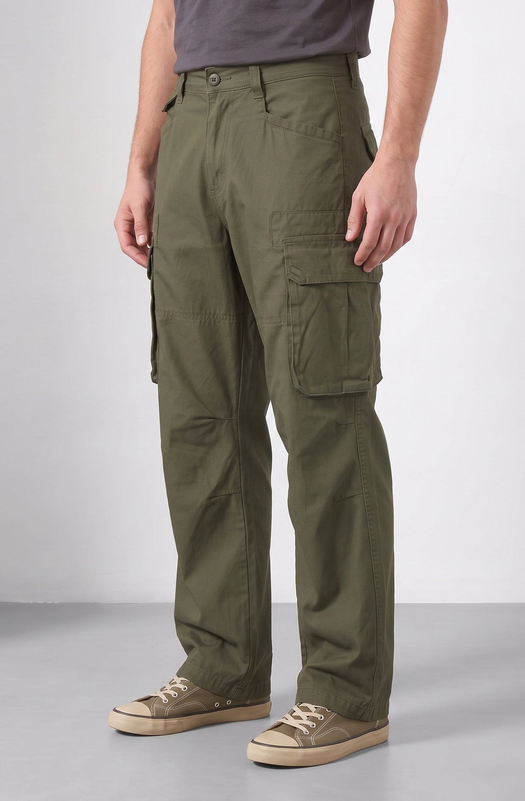 Olive 6 Pocket Cotton Cargo Pant
