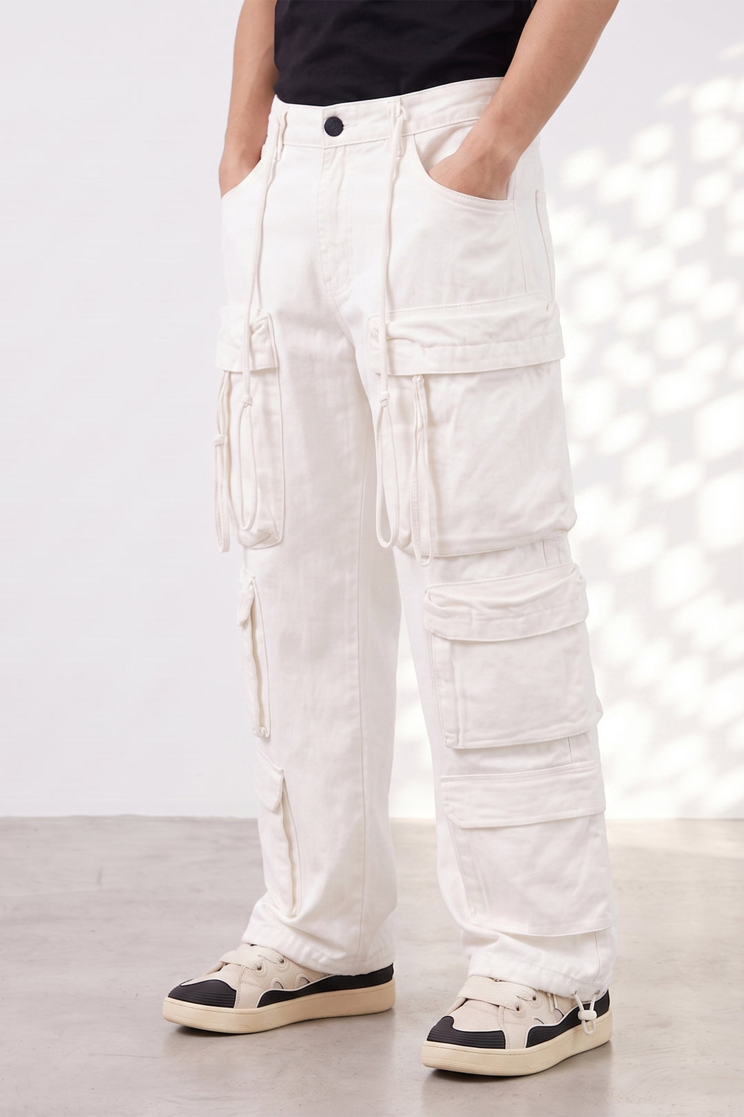 White 10 Pocket Cotton Cargo Pant