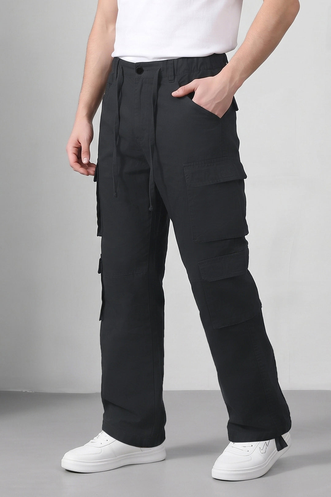 Black Multi Mens 8 Pocket Cargo Pants